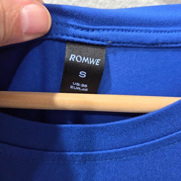 Romwe Mens Royal Blue Graphic Print Oversized T-Shirt Size S - Picture 4 of 7